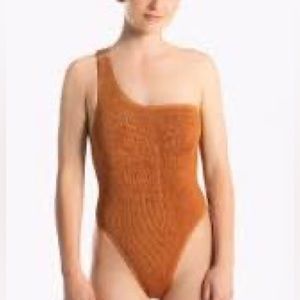 Free People Cleonie One Piece Maillot Espresso Swimsuit One Shoulder NEVER WORN